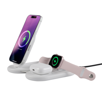 Trådløs lader 3-i-1 Qi2 magnetisk, Apple og Android