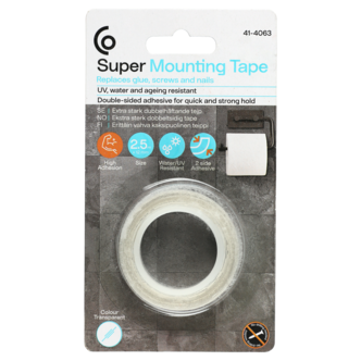 Extra stark dubbelhäftande tejp, transparent, 12 mm x 2,5 m