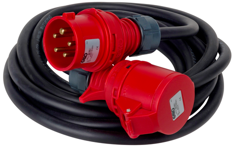 Skjøteledning 400 V, 3-fase, 16 A, IP44, Gelia