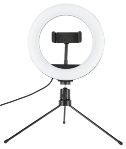 LED-rengasvalo puhelimelle, kolmijalka, 8 tuumaa