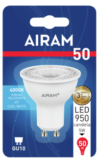 Airam LED-lampa GU10 4,2 W, neutralvit