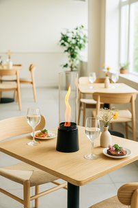 Skandi FlameTwister bordkamin bioetanol ute og inne