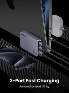 Ugreen Nexode Pro USB-C reiselader 65 W, 3 porter