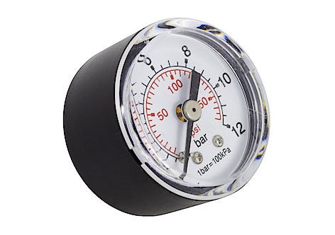 Manometer til kompressor, 0–12 bar, R 1/8"
