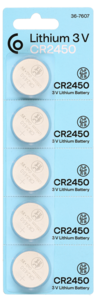 CR2450 knappcellsbatteri litium 3V, 5-pack