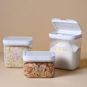 Förvaringsburk i plast med automatisk öppning