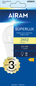 Airam Superlux LED-lamppu E27, 19 W, neutraalin valkoinen