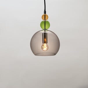 Alba taklampa glas rund, grå, grön, gul, 18 cm, Northlight 