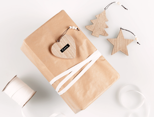 Juletrepynt i tre, 3-pakning