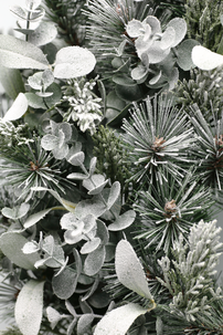 Kranssi, männynneulasia ja lehtiä, seinälle, pöydälle, 50 cm