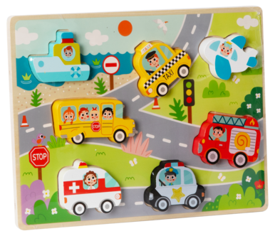 Puinen palapeli autot, 7 palaa, yli 1-vuotiaille