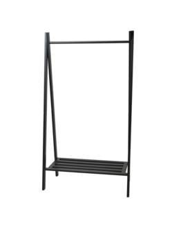 Vaaterekki kenkähyllyllä puuta, musta
