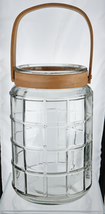 Glaslykta med trähandtag