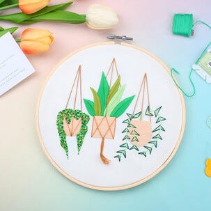 Hobbysett med broderi av blomsterampler, for nybegynnere, fra 12 år