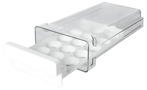 Uttrekkbar eggoppbevaring til 18 egg, kjøleskapsoppbevaring