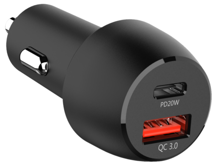 Billader 12V, 24 V, USB-C / USB-A, svart