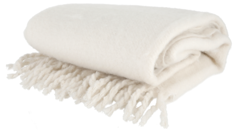 Stickad filt med fransar 127x152 cm, vit