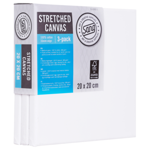 Kvadratisk lerret med ramme, bomull, Sang, 3-pakning