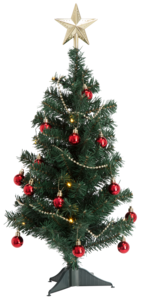 Mini juletre 60 cm med varmhvit LED-belysning og pynt