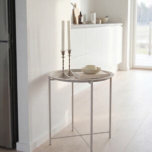 Brickbord i metall, hopfällbart, beige