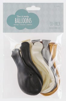 Ballonger, gull/sølv miks 10-pk