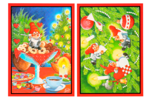 Julkort enkla, 8-pack, 4 motiv