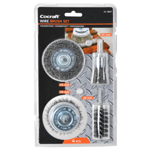 Cocraft stålborstsats skruvdragare, 6 mm skaft, 4-pack