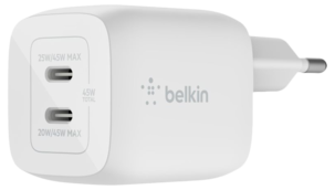 Belkin BoostCharge Dual USB-C GaN 45 W lader