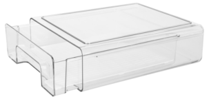 Stabelbar kjøleskapsoppbevaring med hylle, gjennomsiktig