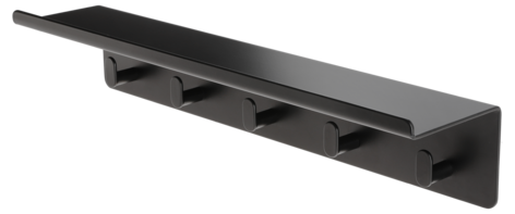 Liten vägghylla svart metall, med krokar