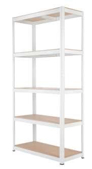 Hylle i metall for garasje eller bod, 5 hylleplater