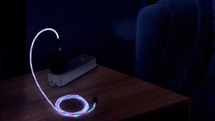 USB-A til USB-C ladekabel med lyseffekt, 1 m