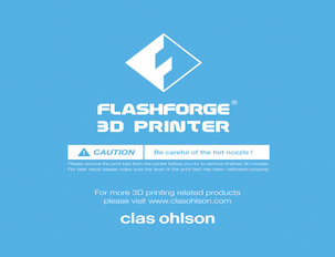 Build sheet till 3D-skrivare FlashForge Finder 3D 38-7720 och 38-9154