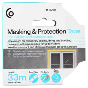 Maskeringstejp utomhus, gul byggtejp, 50 mm x 33 m