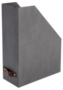 Tidskriftssamlare med läderhandtag 2-pack, mörkgrå, extra bred