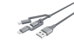 Universalkabel 3-i-1 USB-C, Lightning och Micro USB 1,2 m