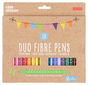 Tusjpenner med dobbelspiss, 20-pack, fra 3 år