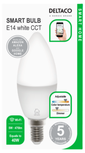 Deltaco Smart Home WiFi dimbar LED-pære E14 5 W