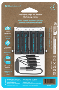 Pale Blue oppladbare AA-batterier USB-C, 4-pakning