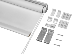 Mörkläggande rullgardin, skruvfri med kulkedja, vit