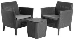 Utemøbler, bord og to stoler