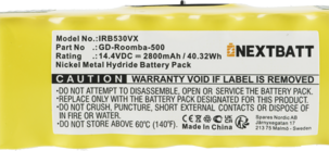 Batteri 14,4 V / 2800 mAh til iRobot Roomba XLife, NiMH