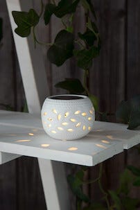 Solcellslykta bord keramik, vit