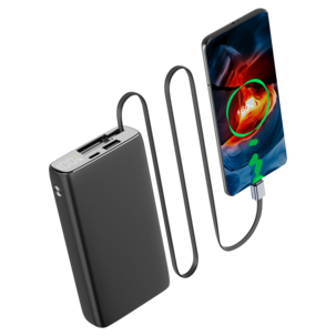 Powerbank med sladd, USB-C, 20 000 mAh