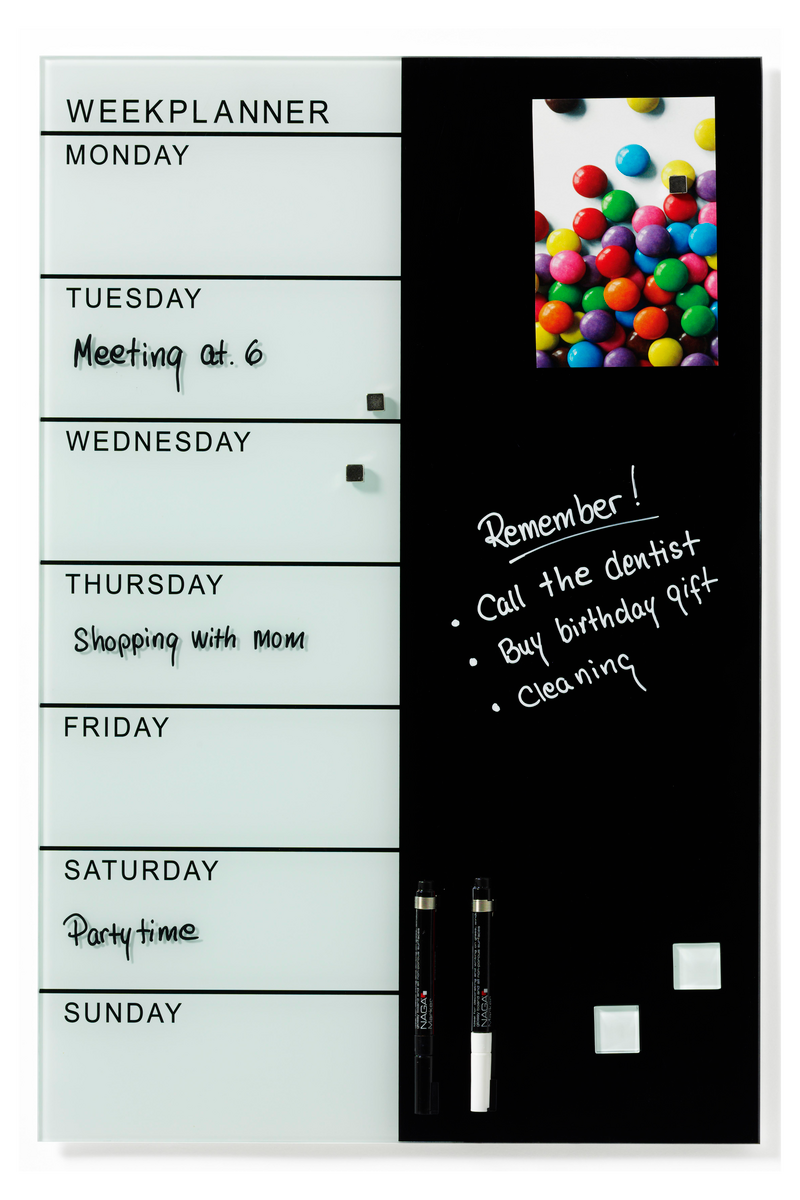 Magnettavle glass Ukeplan | Clas Ohlson