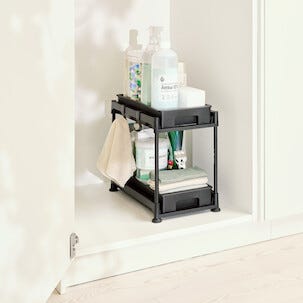 Liten oppbevaringshylle med 2 skuffer, (38,5 x 21,5 x 31 cm)