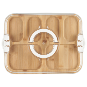 Serveringsbricka i bambu med lock, 39 cm