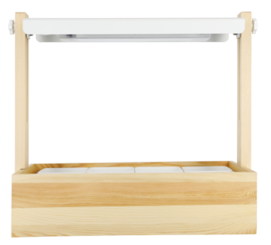 Drivbänk inomhus LED och timer, vit/trä