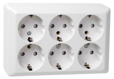 Utanpåliggande vägguttag jordat 6 portar, Elko RS
