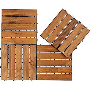 Golvplattor trall, brunlaserad gran, 4-pack